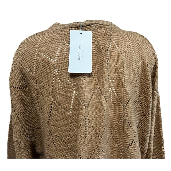 BloomChic Open Front Knit Cardigan Sweater w/ Pockets Sz 26 (4XL) Beige - Picture 10 of 13